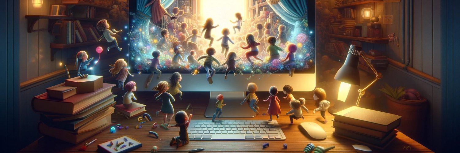 splash header image of kids climbing into a computer game